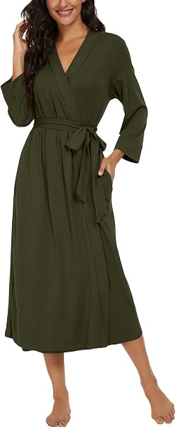 PrinStory PrinStory Women Long/Short Bathrobe Knit Kimono Robes Soft Womens Dressing Gowns Casual Ladies Loungewear in use