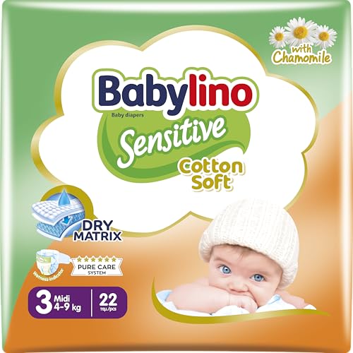 Babylino Sensitive Pannolini Taglia 3, Midi (4-9kg), Bianco, 22 Unità