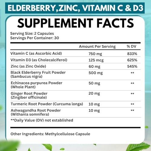 Image of Immune Support Supplement 8 in 1 with Vitamin D 5000 IU - 2 Pk 60 CT Each