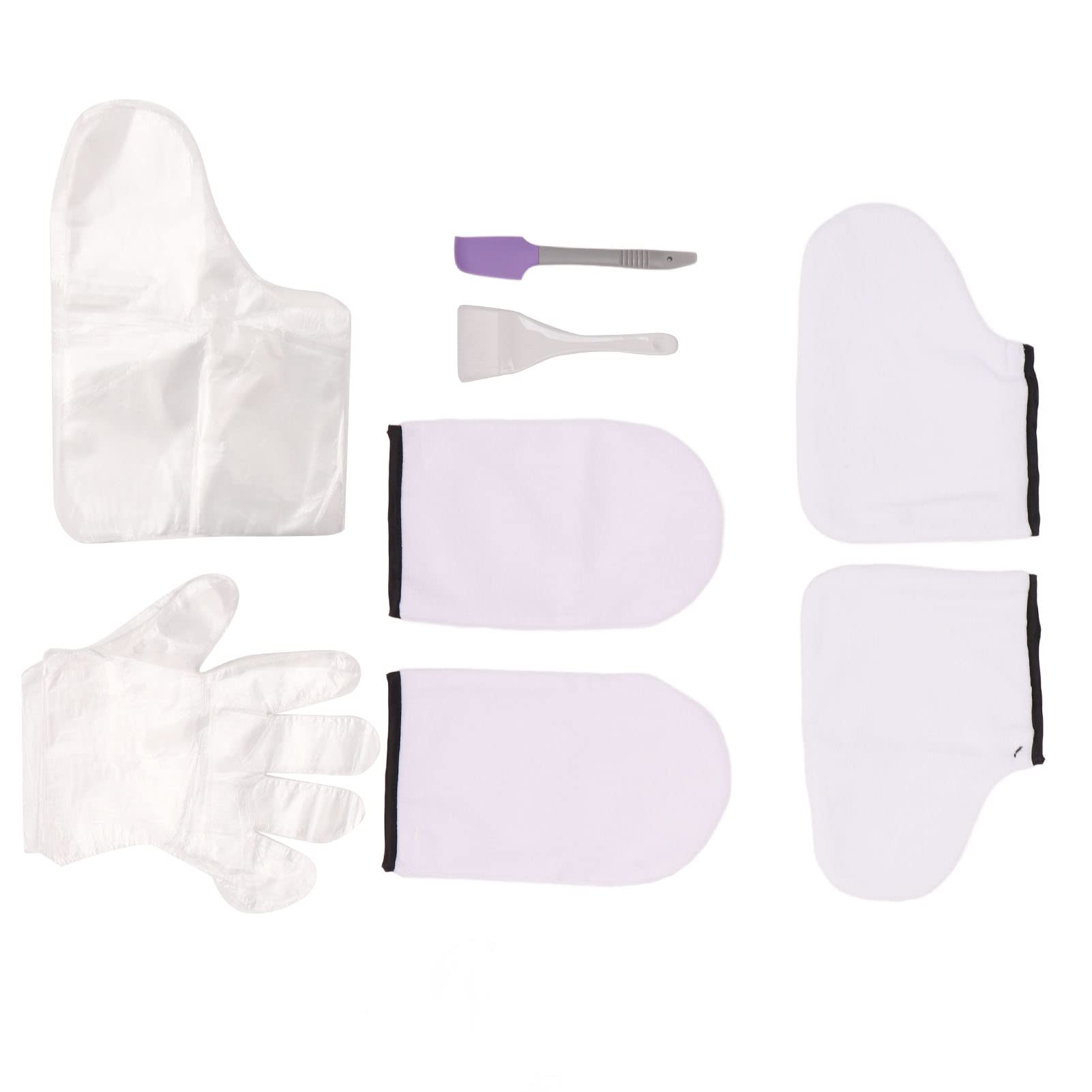 Wax Spa Gloves Socks Set, Wax Bath Gloves Set with Fiber Brush Long Lasting Fastness Silicone Spatula Washable for Women Beauty Salon