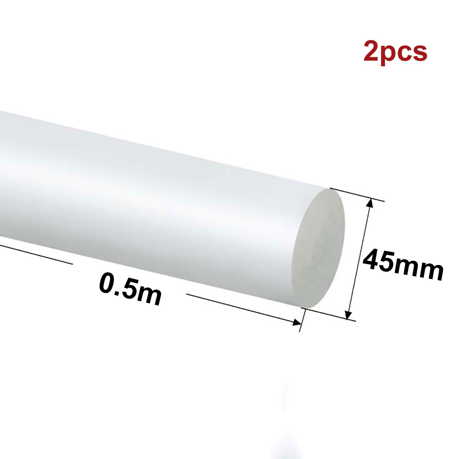 Barre di plastica, barre di nylon PA6, barre tonde resistenti, lunghezza 0,5 m, diametro 40-50 mm, 2 pezzi(45mm)
