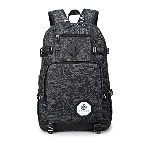 Bcony Ligero Tejido Oxford de poliéster Mochilas Escolares de Estrella Negra Bolsillos múltiples Al Aire Libre Deportes Viajar Bolsas de Hombro para Adolescentes Chicas Chicas