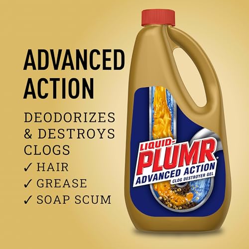 Image of Liquid-Plumr Advanced Action Clog Destroyer Gel, Removes Multiple Types of Clogs including Hair, Deodorizes and Freshens, Safe for All Septic Systems and Pipes, 2 Bottles, 32 fl. oz. Bottle