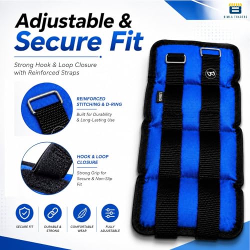 Image of Btag Soft Neoprene Ankle & Wrist Weights (1.5 kg x 2 Pcs) | Adjustable Strap | Unisex Leg & Arm Weight Cuffs for Gym, Workout & Training (Blue)