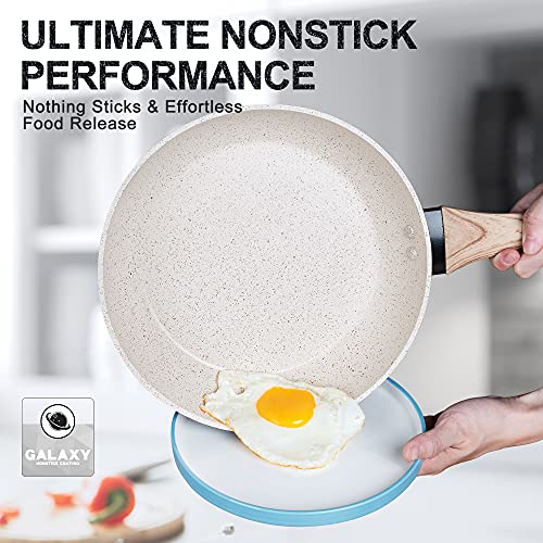 Image of Michelangelo Small Frying Pan Non Stick, Nonstick Frying Pan with Bakelite Handle, 20cm Granite Frying Pan with Lid, Frying Pan Induction Base, Egg Frying Pan Non Stick