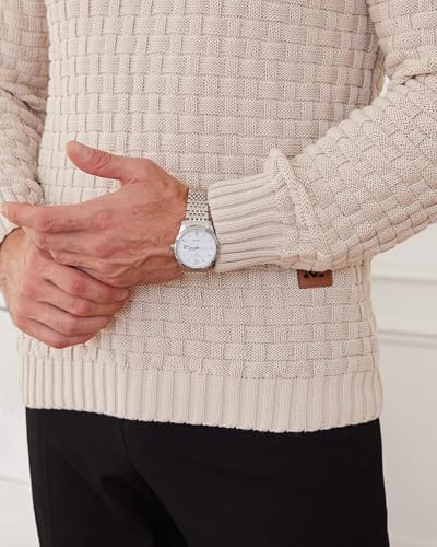 Zaitun Men's Turtleneck Sweater Shawl Collar Pullover Sweaters Regular Fit Knitted Tops4