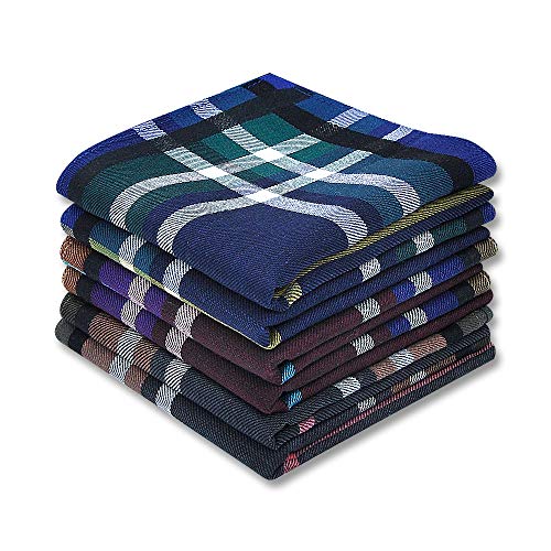 Soft Men's Cotton Handkerchiefs with Assorted Color 6 Piece Gift Set by Zenssia