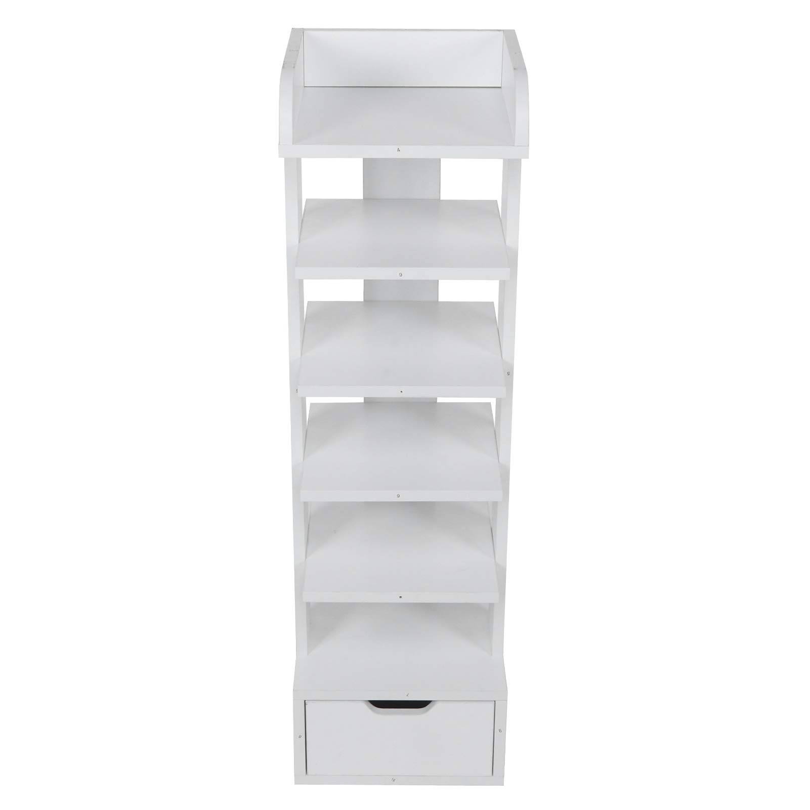 Cocoarm Półka na Buty Płyta Wiórowa Organizer na Buty 6-warstwowa Pionowa Półka do Przechowywania z szufladą 27,5 X 27,5 X 94, Cm do Przedpokoju, Przedpokoju, Szafy w Sypialni