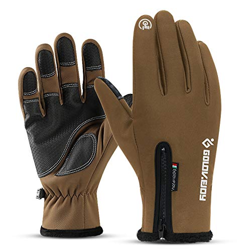 Guantes de ciclismo impermeables para pantalla táctil, guantes de invierno cálidos para deportes al aire libre, correr, equitación, esquí, escalada, conducción, motocicleta, hombres y mujeres, café, L