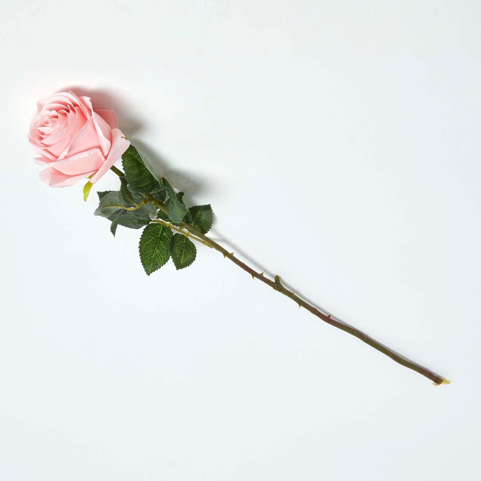 HOMESCAPES Artificial Single Stem Pink Rose 62 cm Faux Silk Rose Flower for Bouquet or Floral Arrangement