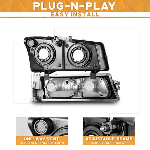 Image of WEELMOTO Halogen Headlights Assembly for 2003-2007 Chevy Silverado