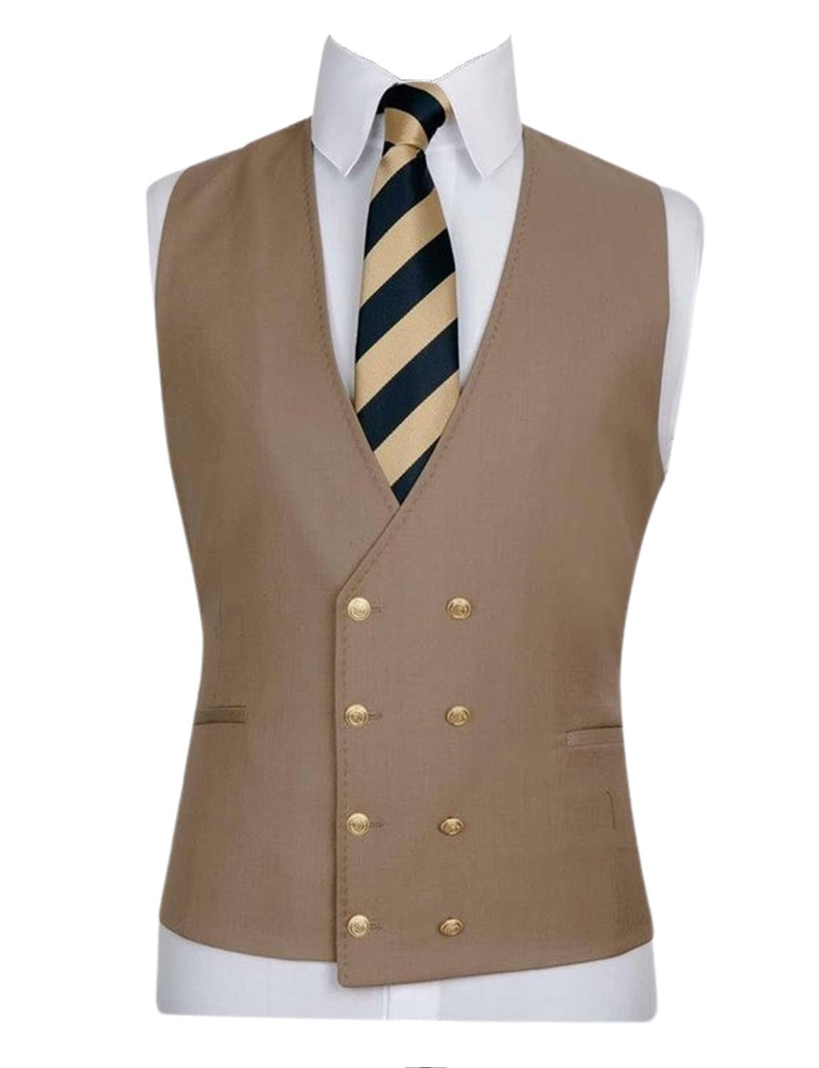 Hombre Chaleco Traje Doble Botonadura Chaleco Formal Negocios Casual
