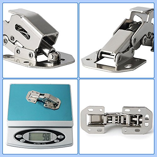 Tambee Cabinet Door Hinges Easy Installation 90 Degree Kitchen Concealed Cupboard Door Spring Buffer Hinges - No Slot Required 4-Pack #TOP2