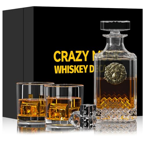 Crazy Music Whiskey Decanter Sets For Men,25 Oz Whisky Decanter Kit With 2 Glasses,Unique Elephant Head Design,Christmas Birthday Anniversary Wedding Whiskey Gifts For Men cover