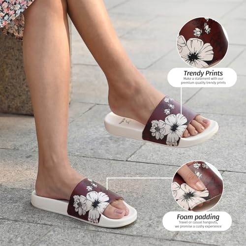 Image of YOHO Tropica Printed Comfortable Women Slides | Stylish Rainy Footwear & Waterproof Monsoon Sandals | Soft Inner Lining On Strap