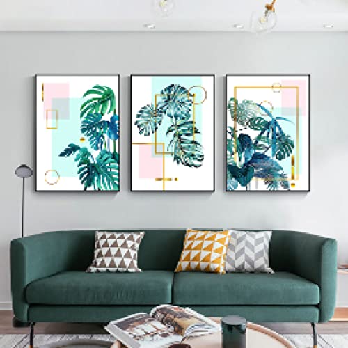 Feuilles vertes toile peinture pour créer une atmosphère zen et chaleureuse