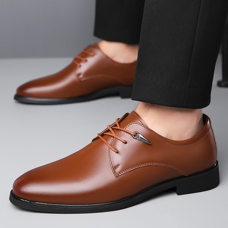 Men's Genuine Leather Oxford Shoes Fashion Casual Retro Classic Comfortable Dress Shoes Office Working Formal Derby Shoes for Men(10)3