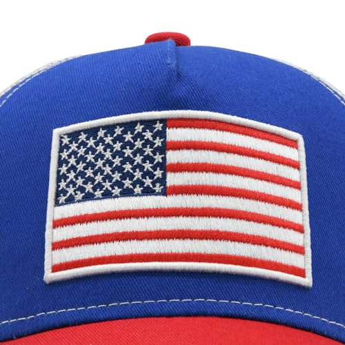 Boys Trucker Hat, Toddler American Flag Snapback Mesh Baseball Caps for Kids Age 2-64