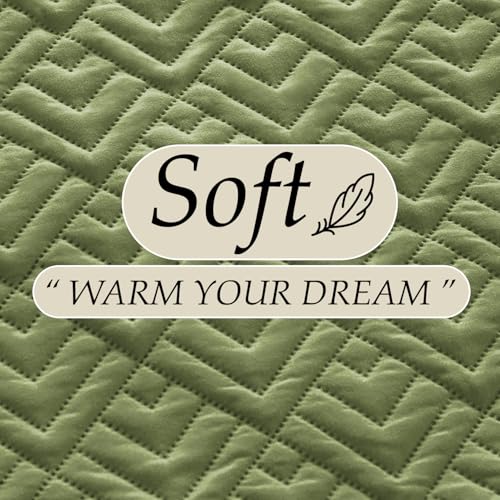 Image of VAS COLLECTIONS 100% Cotton Ultrasonic Quilted King Bedspread Set, 280 TC Soft Lightweight Stitch-Free Coverlet, 90x100 Inches, with 2 Pillow Covers (Green)