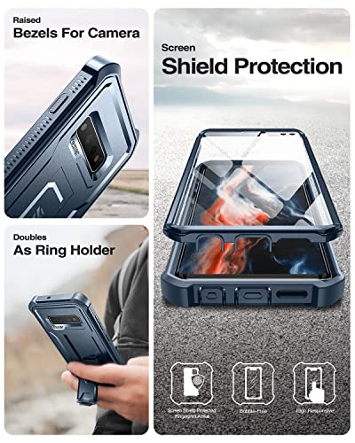 Image of Dexnor for Samsung Galaxy S10+ Plus Case, [Built in Screen Protector and Kickstand] Heavy Duty Military Grade Protection Shockproof Protective Cover for Samsung Galaxy S10 Plus Blue