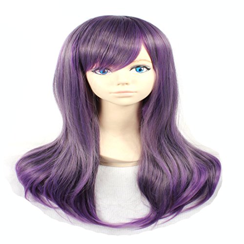 Wig Japanese Zipper Lolita Long Straight Purple Black Gradient Couples
