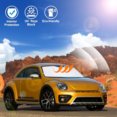 Image of Windshield Sun Shade Custom Fit for 2012-2019 Volkswagen VW Beetle Accessories Foldable Sunshade Sun Blocker Protect Car from Sun Rays & Heat Damage Keep Car Cooler