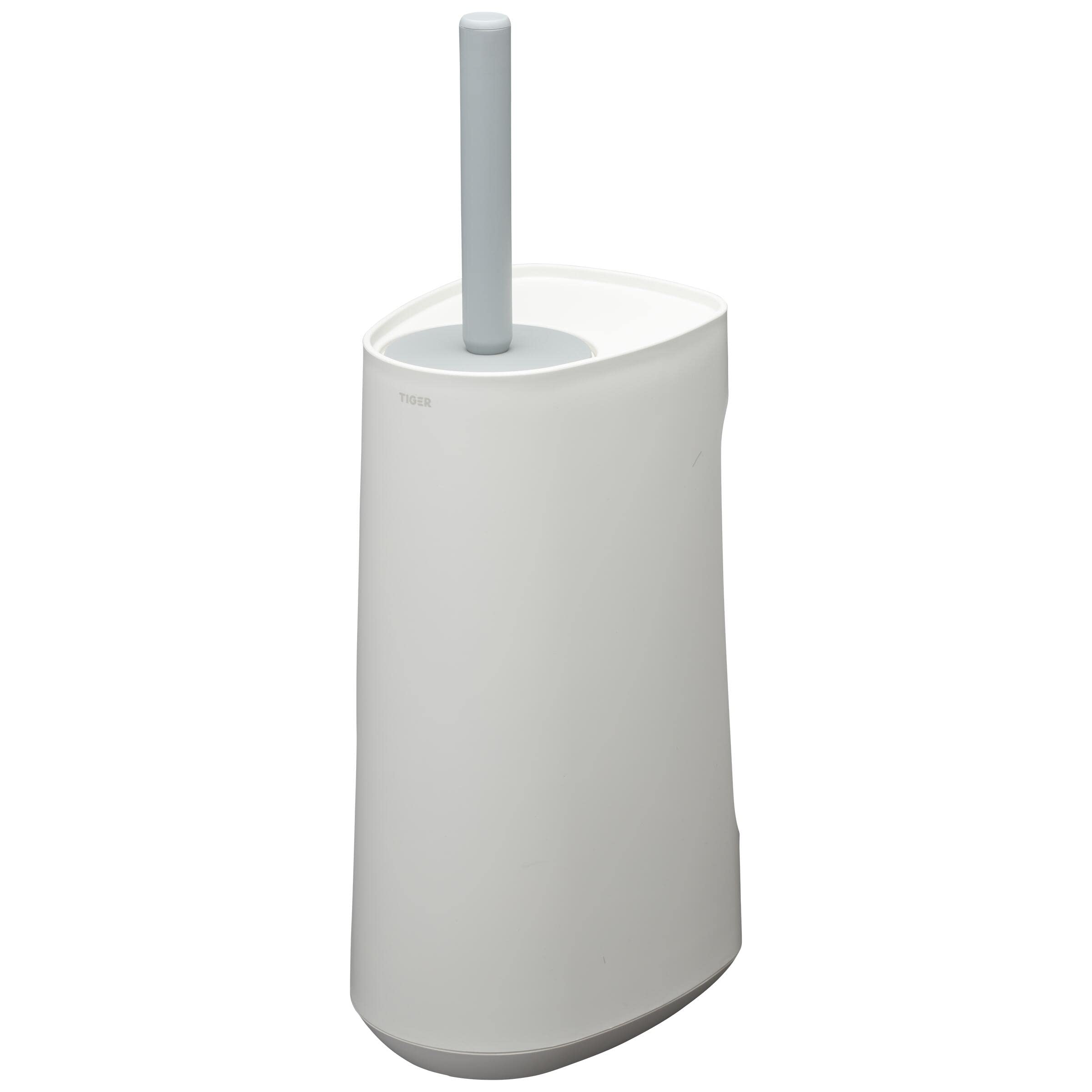 Tiger Tess, Escobillero con Capacidad de Almacenamiento Independiente y Swoop®, escobilla WC Flexible Blanco/Gris Claro, 187x145x454mm