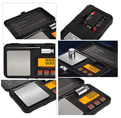 0.01g Caja de Herramientas de Alta precisión Balanza de joyería Mini Balanza electrónica portátil Plataforma de pesaje de Laboratorio con Peso estándar, Balanza de Bolsillo Inteligente (Size