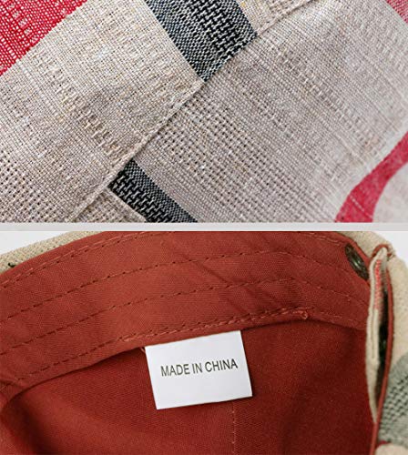 Image of Gudessly Mens Adjustable Colorful Striped Plaid Ivy Newsboy Cabbie Gatsby Golf Cap Flat Cotton Hat Thin Cap