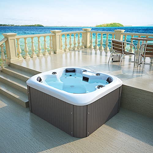 HOME DELUXE - Outdoor Whirlpool - SEA Star Pure - Maße 180 x 160 x 79 cm - Inkl. Heizung, 19 Massagedüsen und 15 Lichtquellen | Außen Whirlpool Spa für 4 Personen – Bild 5