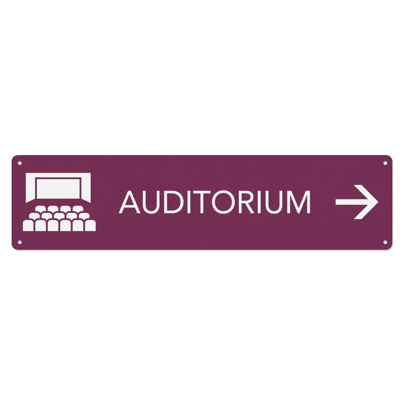Okahys 4X16inch(10X40cm) Auditorium Sign Design Plum White Metal Tin Sign