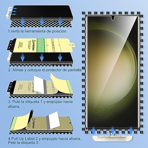 Image of LK 2 Pack for Samsung Galaxy S23 Ultra Screen Protector [Not Glass], 2 Pack Glass Camera Lens Screen with Easy Installation Tool [Fingerprint Compatible] 3D Full Coverage for S23 Ultra