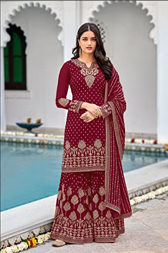 Ready to Wear Indian/Pakistani Style Ethnic Wear Party Wear Plazzo Salwar Suit for Women's3