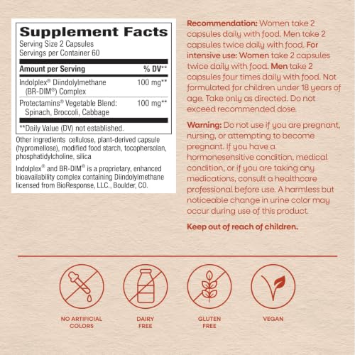 Nature's Way DIM-Plus DIM Supplement, BR-Diindolylmethane 100 mg, 120 ct | Supports Balanced Estrogen Metabolism, Prostate Function, and Premenstrual Breast Comfort*, 120 Vegan Capsules - image 8