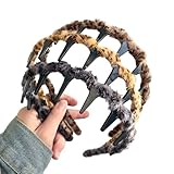 ハイスカルヘッドバンド | 写真レトロなヘッドアクセサリー3点セット｜ 13.5 cm 滑り止め & リバーシブル ヘッドバンド |女性や女の子向けのファッショナブルなヘアバンド。普段着、スポーツ、コスプレ、ヨガ、トレーニングに最適です。