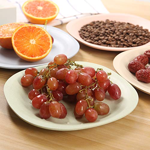Shopwithgreen 7.3'' Bread Butter Wheat Straw Plates, Dishwasher Microwave Safe, Lightweight and Durable Tableware, for Party Children Toddler Plates Sets 4