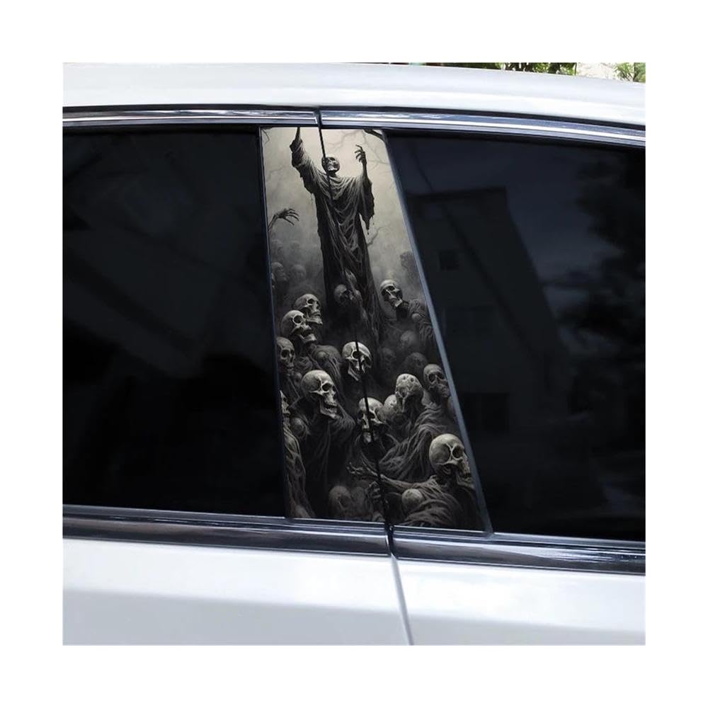 Car Parts 2pcs Grim Reaper Car B-Pillar Sticker DIY Vinyl Waterproof Car Door Pillar Decal(C)