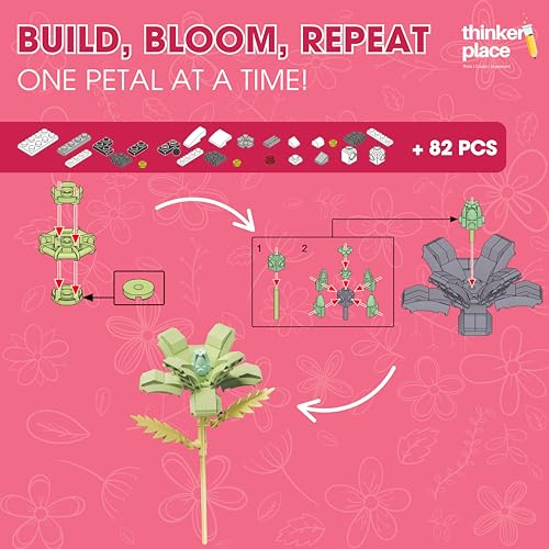 Image of STEM Platycodon Flower Building Blocks Set (82 Pcs, 12-in-1) | DIY Flower Pen Stand Kit for Kids 6+ Years (Boys & Girls) | Creative Craft & Learning Toy | Ideal Gift for Kids