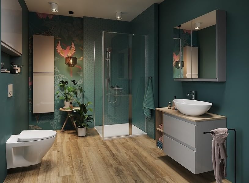 GTM Design Hänge WC mit Slim Wrap WC-Sitz aus Duroplast - Toilette Hänge Wand WC - Spülrandlose Wandhängende WC Keramik Toilette - Platzsparend - Modernes WC Design - Weiß, 36x52,5x37 cm – Bild 4