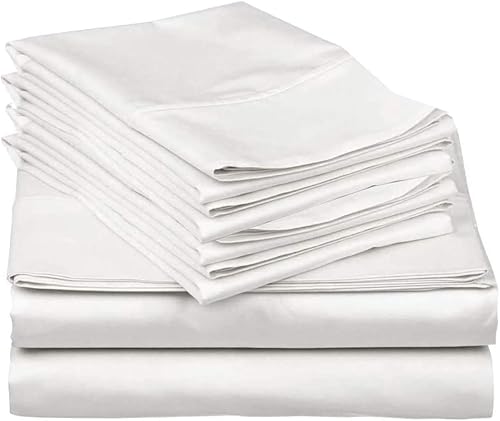 Juego de sábanas de 6 piezas tamaño King de 600 hilos de algodón egipcio de 6 piezas, juego de sábanas de 6 piezas, colección de lujo de hotel, ropa