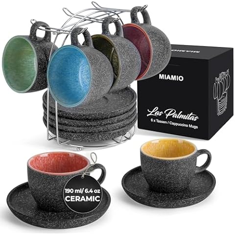 MIAMIO Stackable Ceramic Cappuccino Cup Set Cover