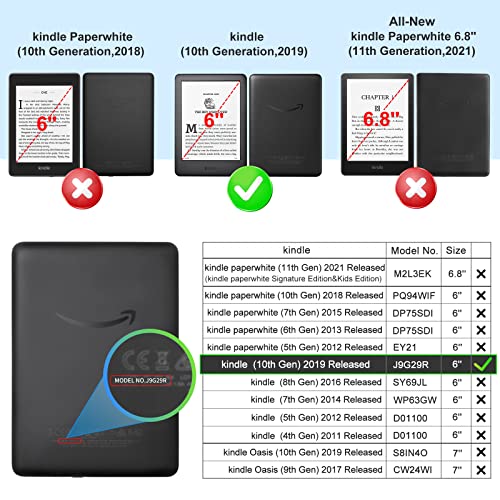CoBak Smart Cover for Kindle 10th Generation (2019) - Not Compatible with Paperwhite or Oasis, Premium PU Leather with Auto Sleep/Wake