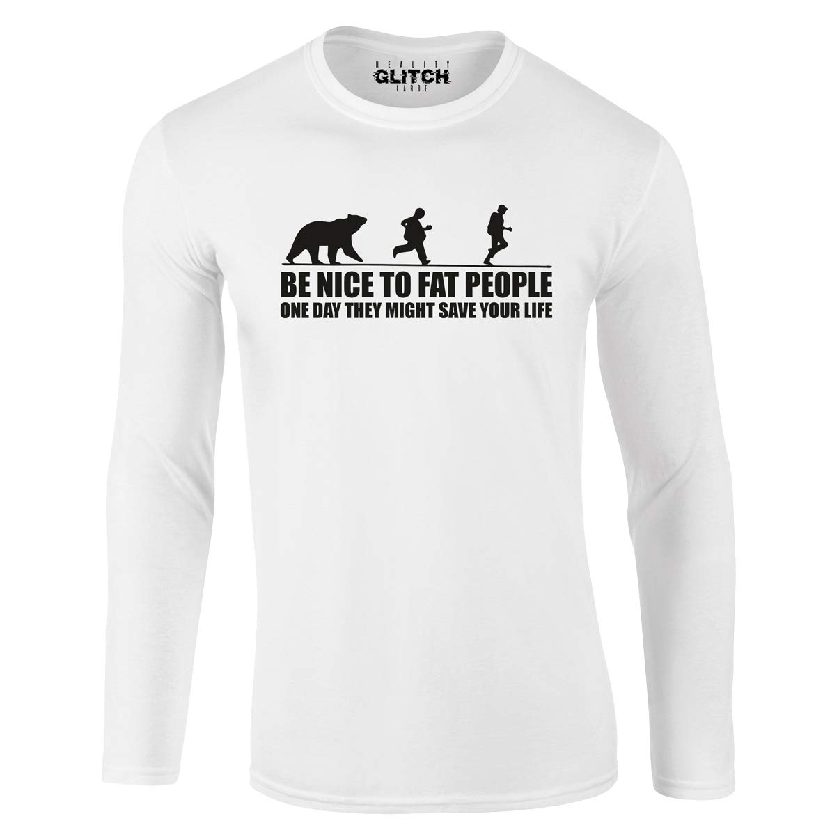 Reality Glitch Be Nice to Fat People Mens Hoodie White