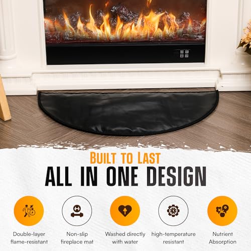 Alypt Fireproof Fireplace Hearth Mat 28"x14" Plus Gloves - Extra Thick 4.49mm, Fire Retardant Rugs for Fireplace, Stove, Patio, Kitchen, Fire Pit - Non-Slip Silicone Pad - Protects Against Embers - Image 4