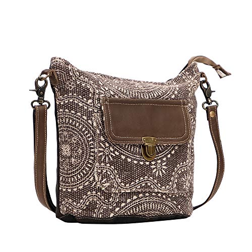 Myra Bag Indigo Upcycled Canvas & Leather Shoulder Bag S-14513