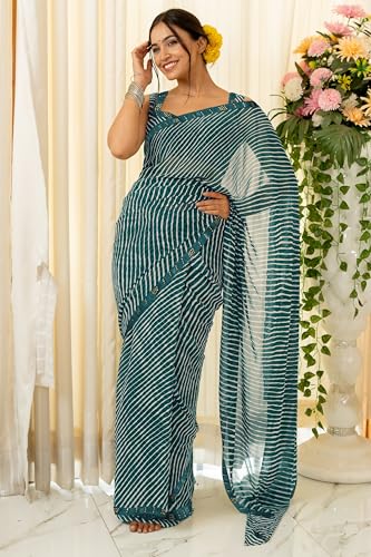 Image of MIRCHI FASHION Women Saree Georgette Traditional Bandhani | Ethnic Printed Sari for Social Gatherings with Unstitched Blouse Piece
