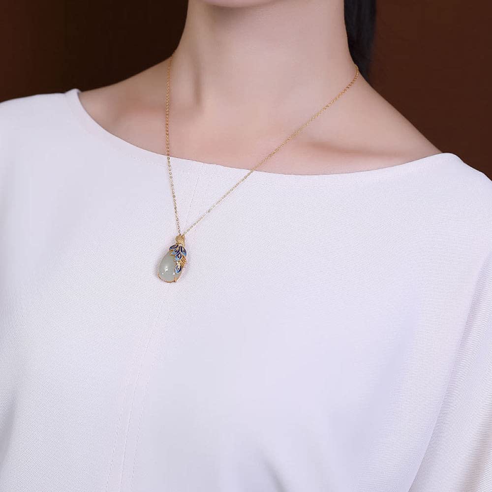 Accesorios Collar Vintage S925 para Mujer Chapado en Oro Cloisonne Phoenix Joyería clásica Hecha a Mano Collares con Colgante para Mujer Regalo con dijes Artesanía Antigua Nacional