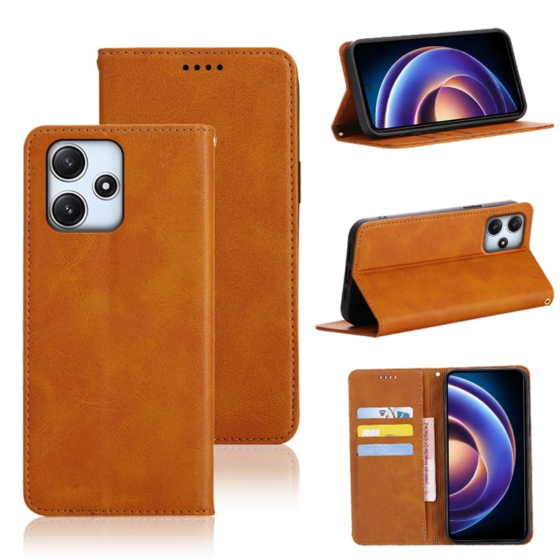 適用 Xiaomi Redmi 12 5G ケース 手帳型 適用 Redmi 12 5G XIG03 手帳型ケース XIG03 カバー 手帳型 PUレザー カード収納 財布型 耐衝撃 ケース マグネット スタンド機能付き 5色(適用 Xiaomi Redmi 12 5G XIG03 ケース 手帳型) (ライトブラウン)
