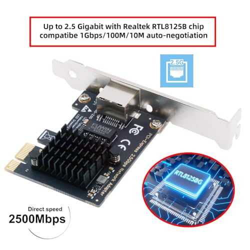 xiwai 2.5Gbps 2500Mbps a PCI Express 1x PCI-E GBE Gigabit 1000Mbps Adaptador de Red Ethernet LAN para Placa Base de Escritorio miniatura 4