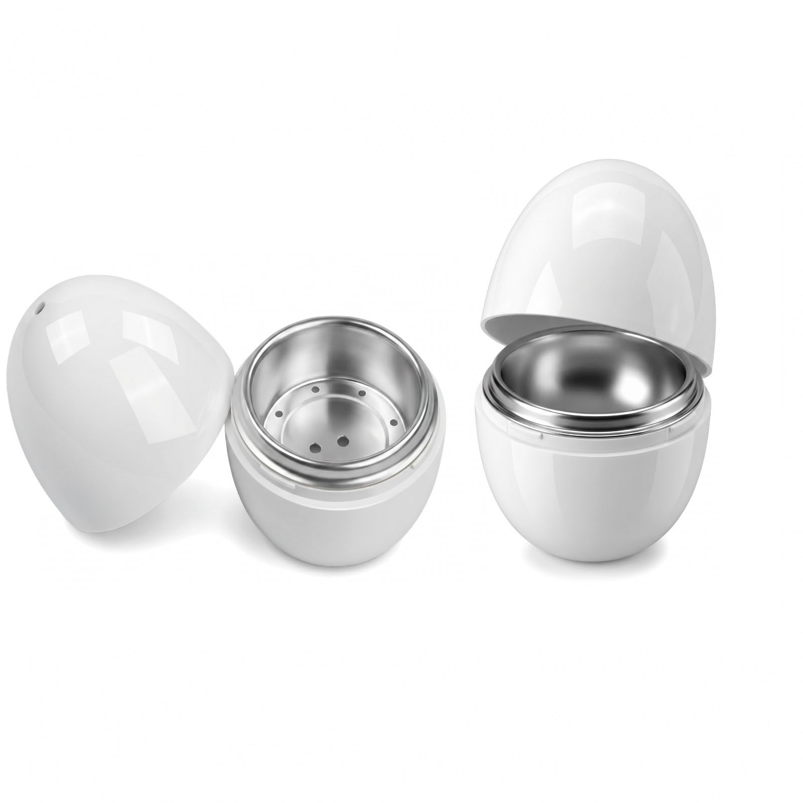 Voxlara 2 Stück Mikrowellen Eierkocher, Hartgekochte Eier für die Mikrowelle, Aluminium Eierkocher für 1 Eier, Kocher Für Hart Oder Weich Gekochte Eier, Schnellen Kochen von Eiern für Büro und Zuhause